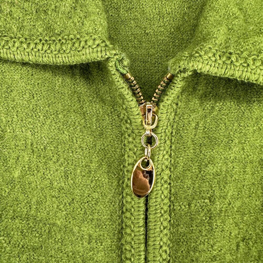 Vintage Lisa International Olive Green Boiled Wool Sweater Vest Zip Up XL - Picture 4 of 8